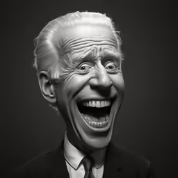 a black and white photo of an older man with a creepy face