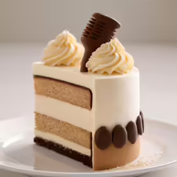 a piece of cake on a plate with a toothbrush