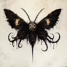 an artistic butterfly with lots of black splats on it