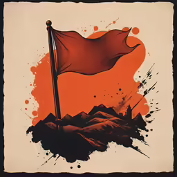 a red and orange image on an old yellow background