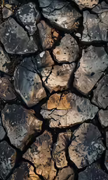 the street has cracked stones in it