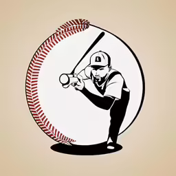 a cartoon baseball player swinging a bat at a ball