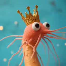 a close up of a toy head with a crown on it