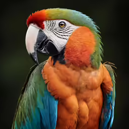 colorful parrot sitting on its perch looking around