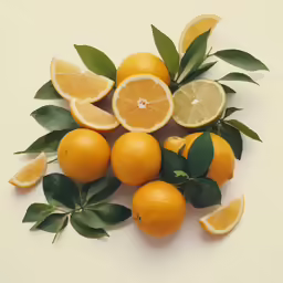 there are several oranges on this table top