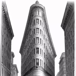 black and white photograph of an old building with many windows