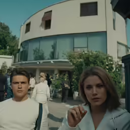 a group of people standing in front of a building