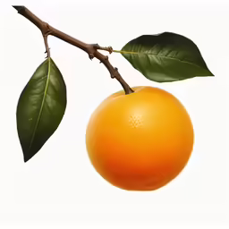 an orange that is on a tree branch