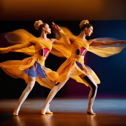 two beautiful young women dancing with sheer drapers on her head