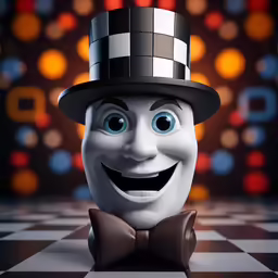 a cartoon character wearing a top hat and bow tie