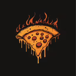 there is a slice of pizza on fire