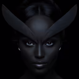 a woman with large scissors on her face