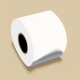a close up of a paper with white walls,a white roll of toilet paper with a brown border,a roll of toilet paper with the bottom cut off,there is a roll of toilet paper on the table,an empty roll of toilet paper on a brown background