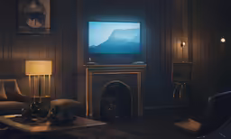 there is a flat screen tv on the wall in the living room