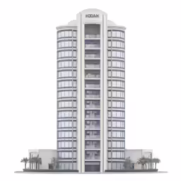 an architectural rendering of a tall apartment building