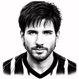 a black and white photo of a man with a beard