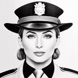 a drawing of a woman police officer in uniform