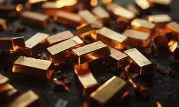 there are golden bars scattered about