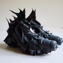 the black sculpture is made with very many items