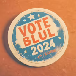 the presidential seal that is blue, white and red with stars in it