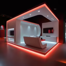 the interior of a large room has many different colors