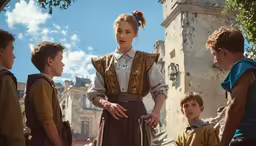 there are many kids standing and talking together