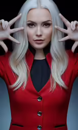a beautiful blonde with white hair posing