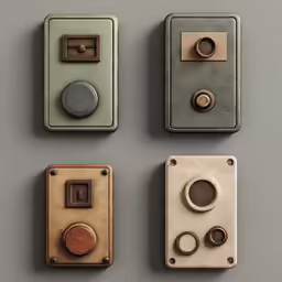 four electrical switches with some different knobs