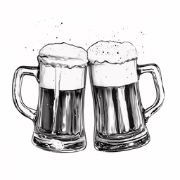 two glasses of beer are lined up in the same order