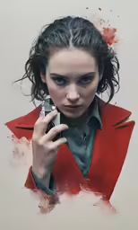 a woman with her hand up to her ear talking on the phone