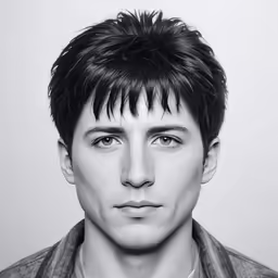 black and white photograph of man with dark hair