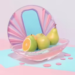 this photo shows a bowl of fruit on the ground