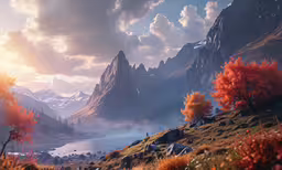 a valley with a river surrounded by mountains
