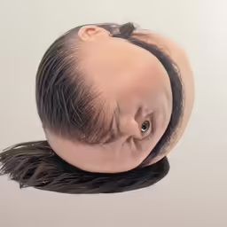 a person that is staring forward with a hair cut