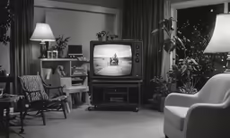a man is riding a horse on a television set in a living room