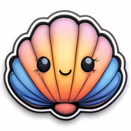 a colorful little seashell has a smiling face
