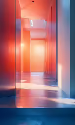 the hallway between two floors is painted red
