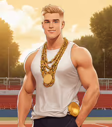 a cartoon drawing of a man wearing a chains necklace,a cartoon drawing of a male tennis player holding a tennis racket