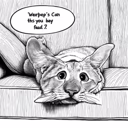 a cat laying on the floor with its head in his mouth