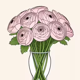 there is an illustration of a bouquet of flowers in a vase,a white vase filled with lots of flowers,a vase full of pink roses with green stems,pink flowers in a clear glass vase with green leaves,a vase with some pink flowers in it