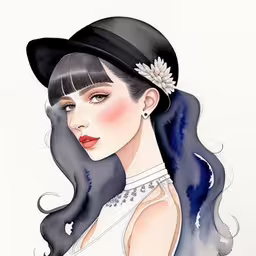 an image of a drawing of a woman with long hair