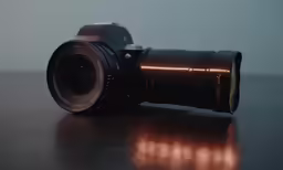 the lens is placed next to the camera