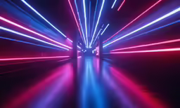 several colorful lines and lights in a tunnel