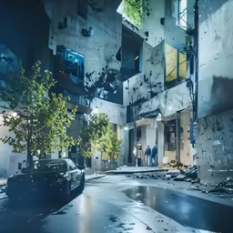 a car parked next to a building on the side of a street