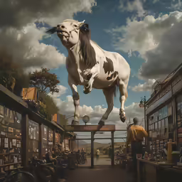 there is a very large statue of a cow on display