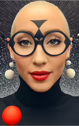 a woman with glasses and an orange ball
