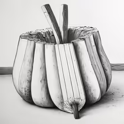 a pencil drawing of a fruit shaped like an umbrella