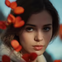 a close up of a woman looking to the side