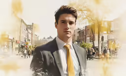 there is a man wearing a yellow tie