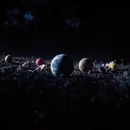 a lot of planets sitting on top of a field